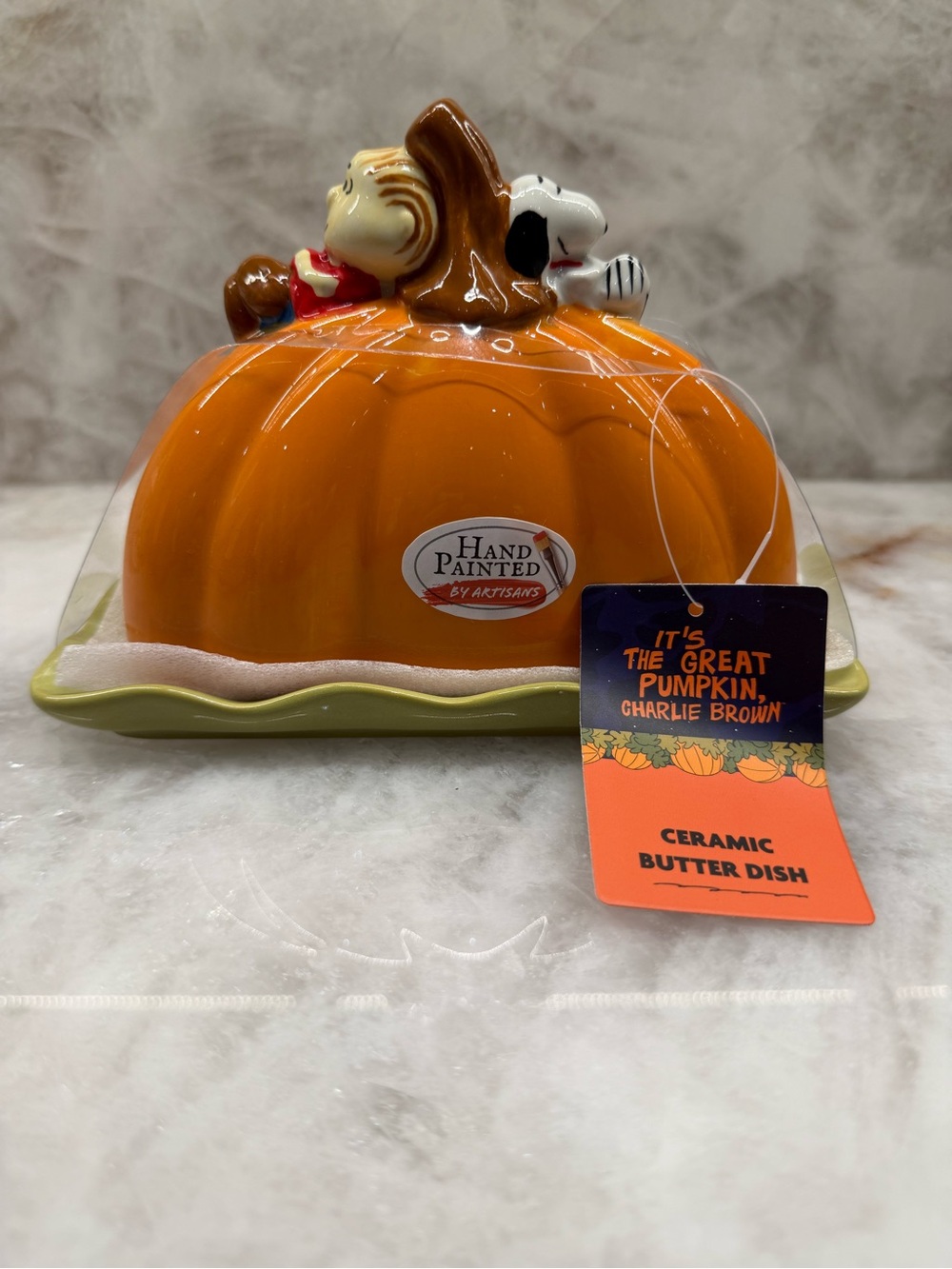 NWT Peanuts Great Pumpkin Charlie Brown Linus Snoopy Butter Dish